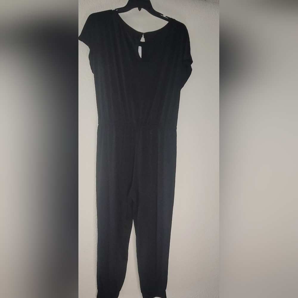 Pretty Garden Women's Jumpsuit XL Black Drawstring Pockets Short Sleeve New
